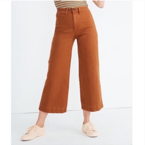 MADEWELL Emmett wide leg crop pant rust 26 - Picture 2 of 6